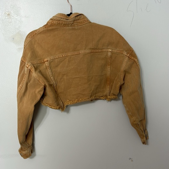 Whiskey Grade Cropped Tan Denim Jacket Small - Picture 4 of 4
